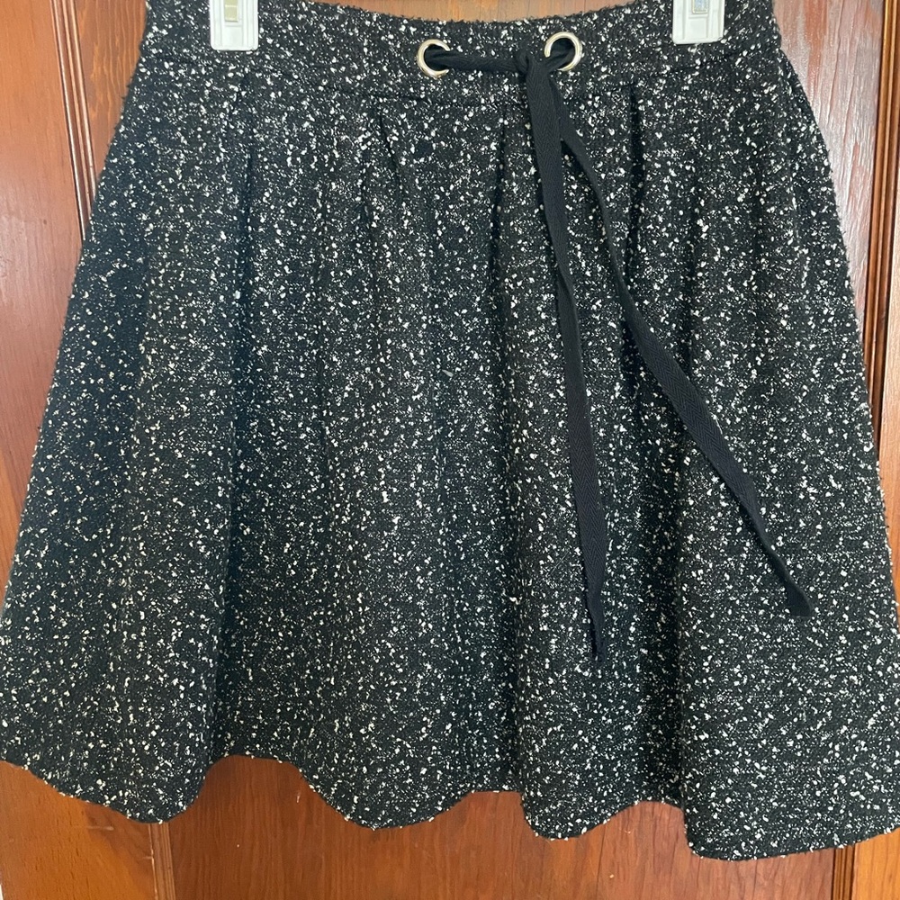FRNCH Black and White Textured Skater Skirt